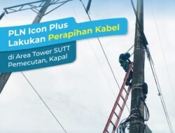 PLN Icon Plus Lakukan Perapihan Kabel di Area Tower SUTT Pemecutan, Kapal